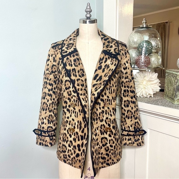 White House Black Market Leopard Print Jacket 4 Small - Picture 7 of 16